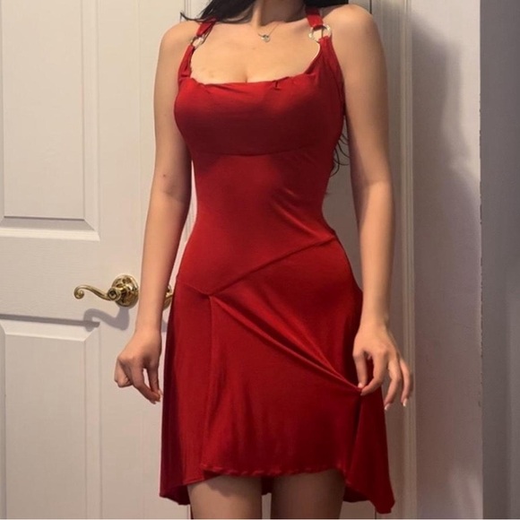 Red Vintage Versace Cocktail Dress - Picture 2 of 7